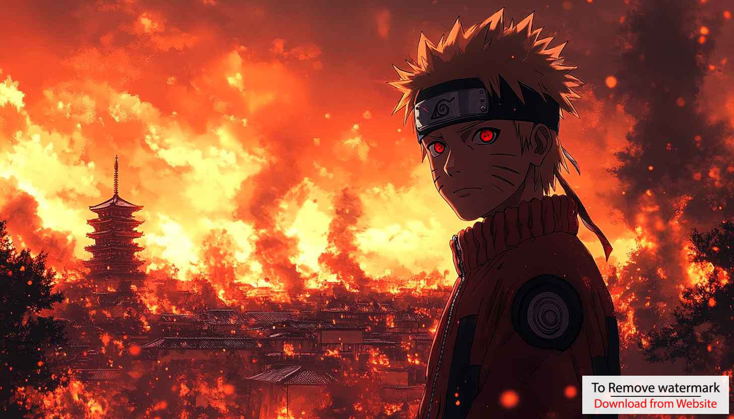 Naruto Wallpaper 4K Desktop Background Anime Fire Village Destruction ...